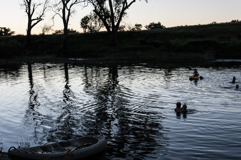 Swimming and kayaking in the Dumaresq River
