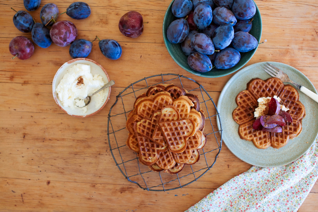 yeasted waffles with blood plums-6